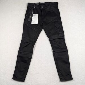 G-Star Raw Airblaze 3D Skinny Mens 29x30 Black Multi Pocket Moto Cargo Jeans NEW